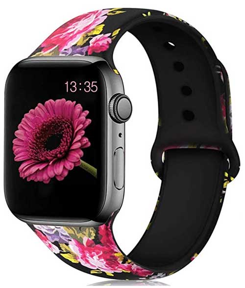Pulseira de relógio floral apple