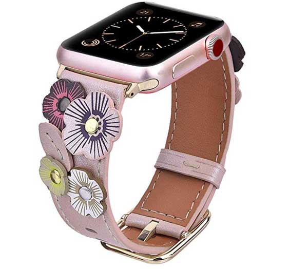 V-Moro Flower Leather Bands para Apple Watch