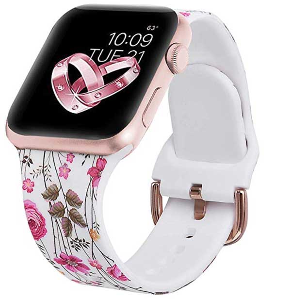 Pulseira de silicone floral rosa borboleta