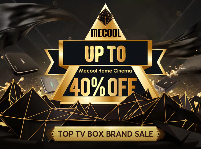 Venda da marca da caixa de TV MECOOL com até 40% de desconto