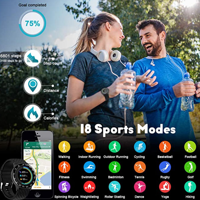 Peakfun Smartwatch, Circular Model- 18 Sports Mode!