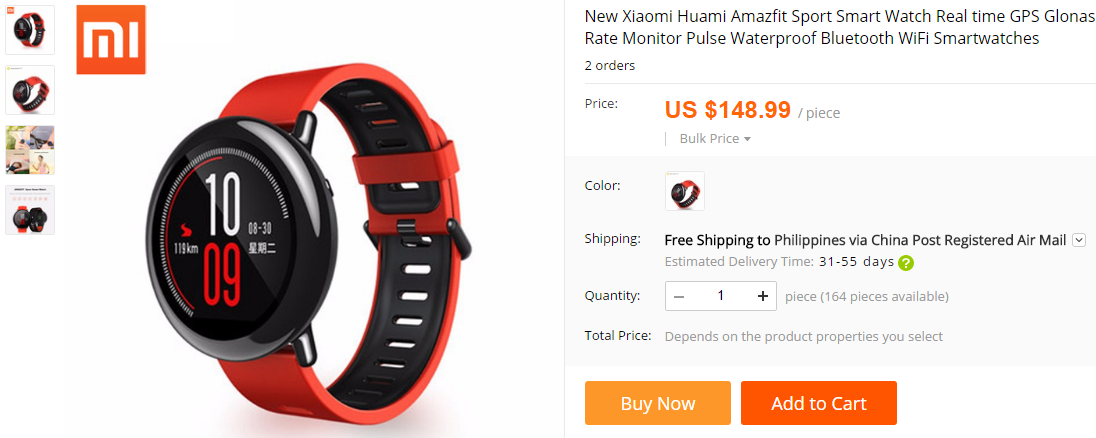Sites on-line Xiaomi AMAZFIT Smartwatch para comprar (pré-encomenda)