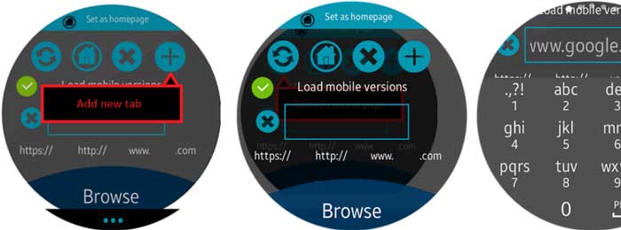 Aplicativo WebBrowser para smartwatches Samsung