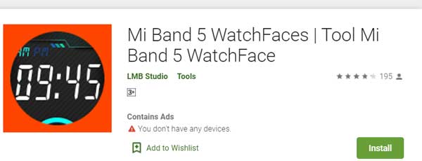 Mostradores de relógio Mi Band 5