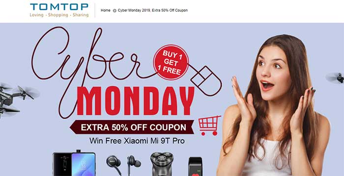 Tomtop.com incrível oferta de Black Friday e Cyber ​​Monday