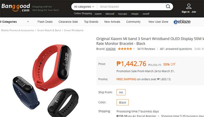CÓDIGO DO COUPÃO Xiaomi Mi BAND 2
